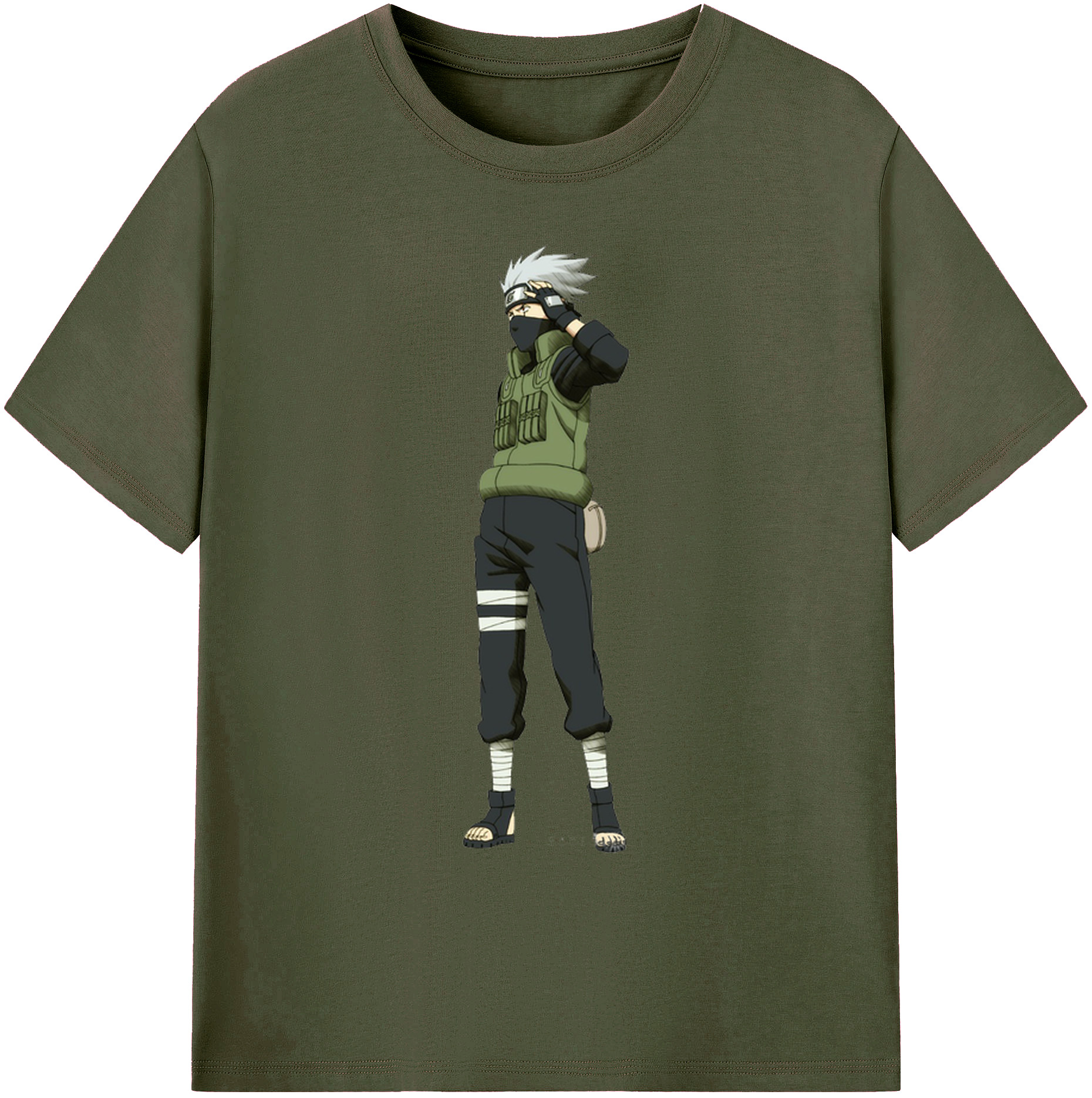 （画像用） NARUTO -ナルト- はたけ カカシ Hatake Kakashi 綿100％ メンズ半袖Tシャツ｜肌触りやわらか＆通気性